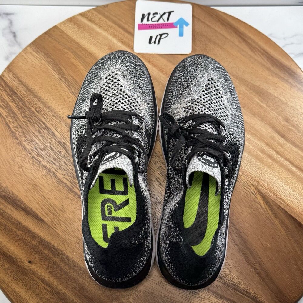 Men's Size 7 fits Womens 8.5-Nike Free RN Flyknit 2018 Running Shoes ‘Oreo’ - Picture 7 of 9